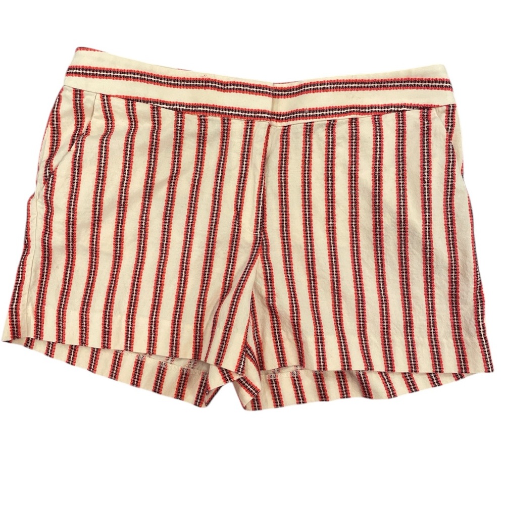 Loft Red and Cream Striped Shorts Women’s Size 8